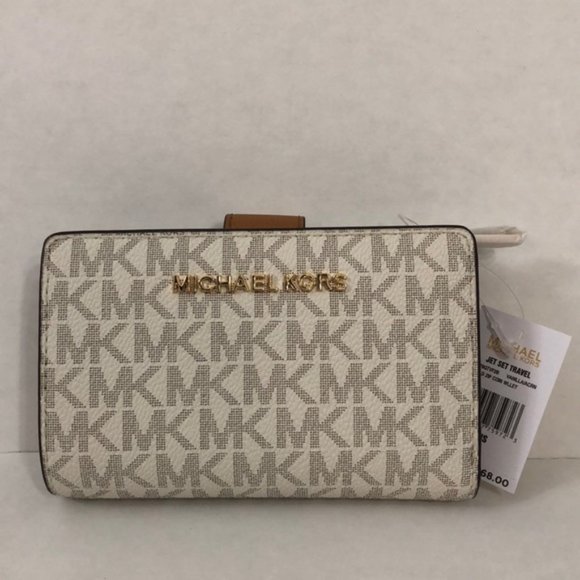 MICHAEL Michael Kors Handbags - Michael Kors small white/brown logo bifold wallet